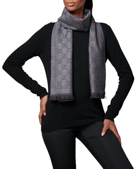 gucci grey and black scarf|gucci grey scarves women's.